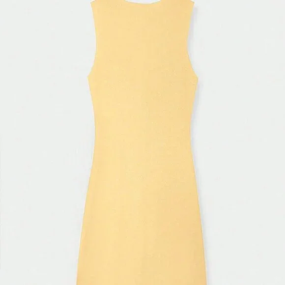 Yellow Casual Women's knit button  detailed Pullover mini dress - Picture 10 of 11